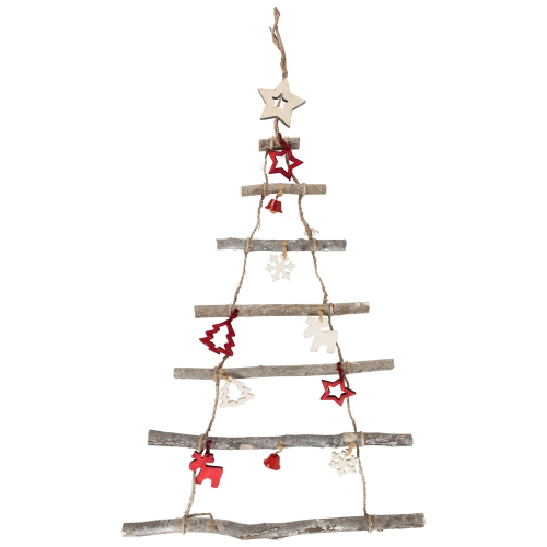 Décoration murale arbre à brindilles en bois de 27 po avec ornements