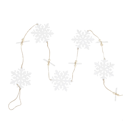 4' White Snowflakes on Jute Rope Hanging Christmas Garland