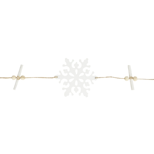 4' White Snowflakes on Jute Rope Hanging Christmas Garland
