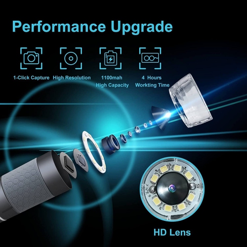 Microscope numérique Wi-Fi 4K, microscope numérique USB 50 à 1000X avec caméra endoscope Super HD sans fil compatible avec tous les téléphones