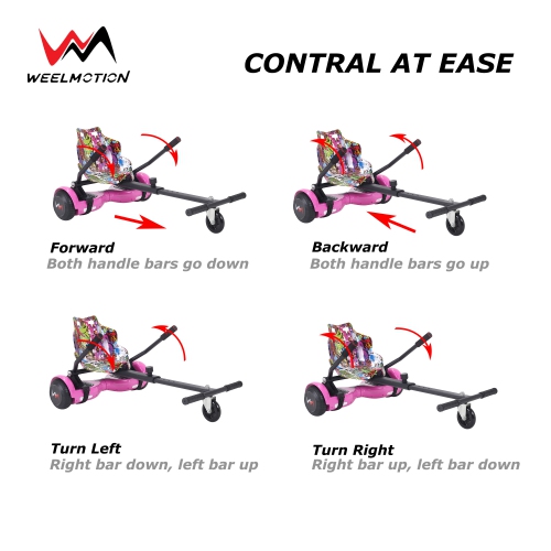 WEELMOTIONB HIPHOP Purple Hoverboard go Kart Attachment Adjustable Hoverboard go Kart Hoverboard seat attachments for All Ages Hoverboard Kart