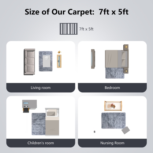 Gymax 5 x 7 FT Faux Fur Soft Shag Area Rug Fluffy Throw Carpet Non-slip Home