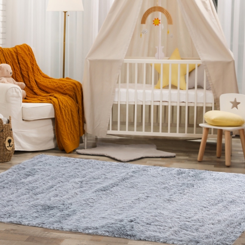 Gymax 5 x 7 FT Faux Fur Soft Shag Area Rug Fluffy Throw Carpet Non-slip Home