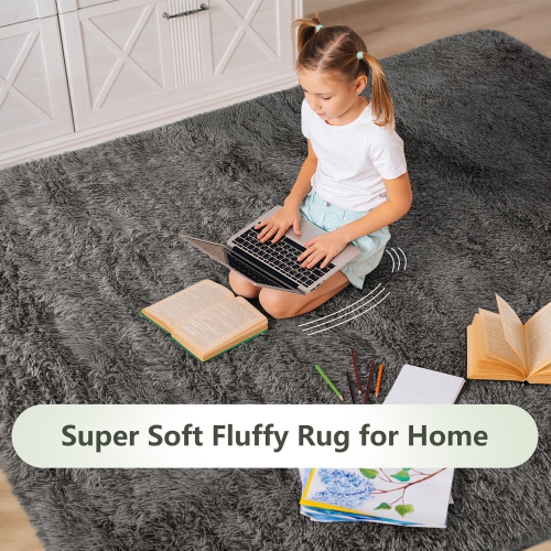 Gymax 5 x 7 FT Faux Fur Soft Shag Area Rug Fluffy Throw Carpet Non-slip Home