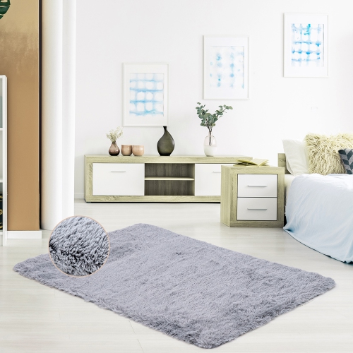 GYMAX  4 X 6 Ft Faux Fur Soft Shag Area Rug Fluffy Throw Carpet Non-Slip Home