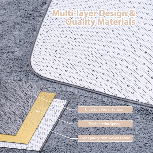 Gymax 4 x 6 FT Faux Fur Soft Shag Area Rug Fluffy Throw Carpet Non-slip Home