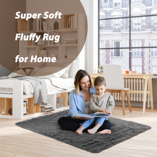 Gymax 4 x 6 FT Faux Fur Soft Shag Area Rug Fluffy Throw Carpet Non-slip Home