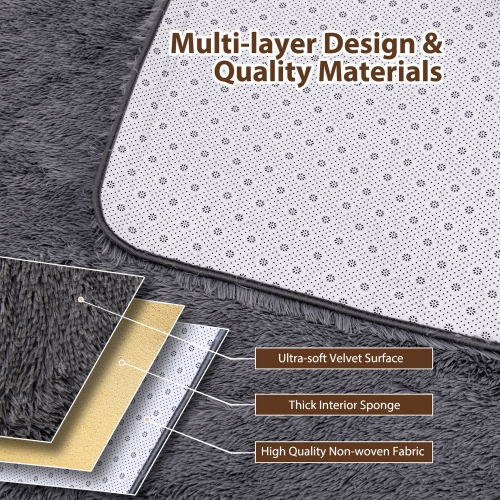 Gymax 4 x 6 FT Faux Fur Soft Shag Area Rug Fluffy Throw Carpet Non-slip Home