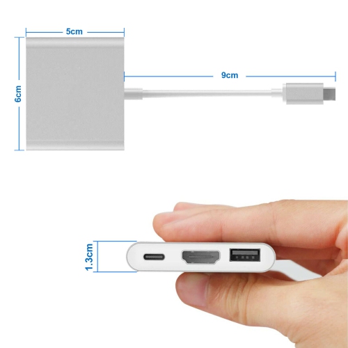 SupeRShield 3 in 1 USB-C Type C To HDMI Adapter USB 3.0 HUB USB C multi-port 3in1 Converter Dongle Dock Cable for Macbook Pro