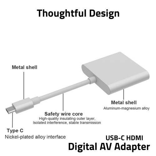 Type C To HDMI Adapter USB-C 3.1 Male to HDMI Female HDTV 1080 Cable For MacBook Pro