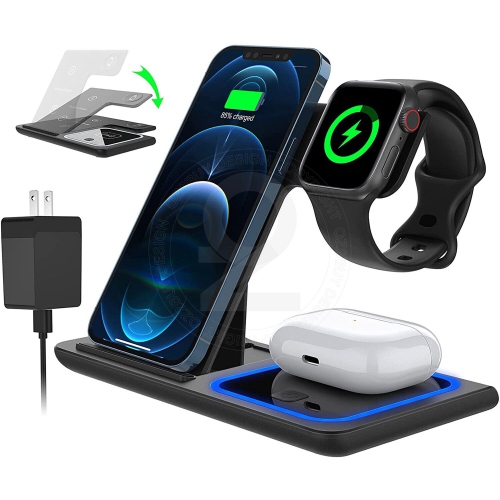 15W Qi 3in1 Fast Charging Wireless Charger Stand Dock Station For Apple iPhone 14 13 Pro Max 13 Mini Air Pods iPhone 11 12 Pro Max XR XS Max Apple