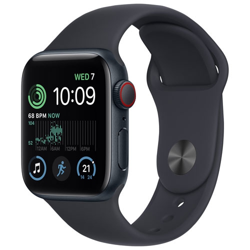 Open Box Apple Watch SE GPS Cellular 40mm Midnight Aluminum Case with Midnight Sport Band 2022