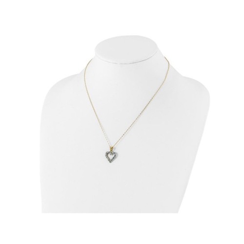 Green Emerald Heart Pendant Necklace in Sterling Silver and 14K Yellow Gold with Chain