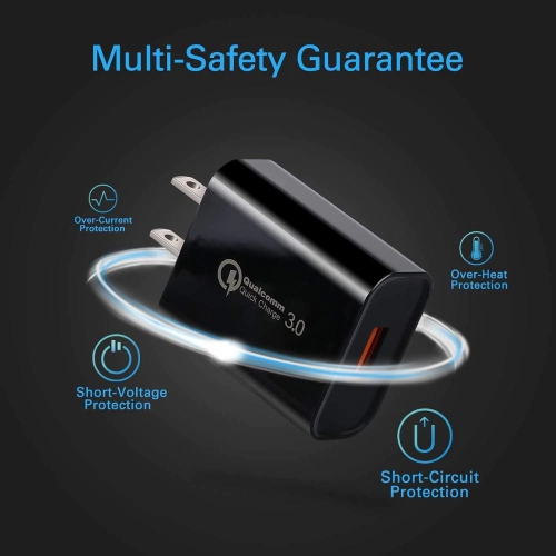 Wall Charger Qualcomm Quick Charge QC 3.0 Universal Super Fast USB 18W for Galaxy S20 S21 S22 S8 S9 S10 S10e Plus Note 8 9 10 20 A5 A8, A A71 Cell