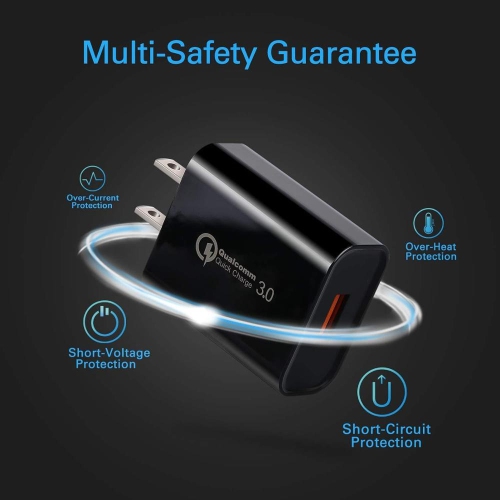 Fast Wall Charger Quick Charging Qualcomm QC3.0 25W 3 USB Ports AC Wall Plug Charger Power US Adapter Samsung Galaxy, Huawei, LG, Oneplus, Motorola,