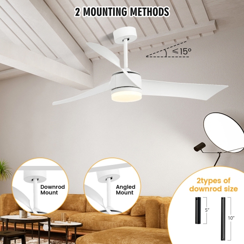 Gymax 52'' Reversible Ceiling Fan with Light 2700K/4200K/6500K LED Ceiling Fan