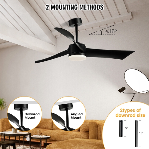 Gymax 52'' Reversible Ceiling Fan with Light 2700K/4200K/6500K LED Ceiling Fan
