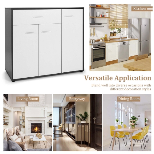 Gymax 3-Door Buffet Sideboard Kitchen Storage Cabinet Console Cupboard w/Drawer