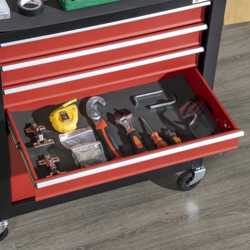 DURHAND Coffre à outils à 4 tiroirs avec 4 roues, Boîte à outils et armoire de rangement roulante, Organisateur d'outils portable pour garage, usine