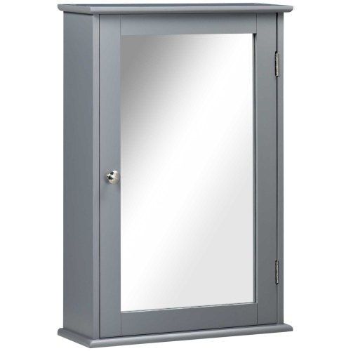 KLEANKIN  Bathroom Mirror Cabinet, Wall Mounted Medicine Cabinet, Storage Cupboard With Door And Shelves In Grey