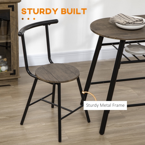 HOMCOM 3-Piece Dining Table Set, Oval Kitchen Table and 2 Chairs, Small Breakfast Table Set with Metal Frame for Small Space, Dining Room, Living