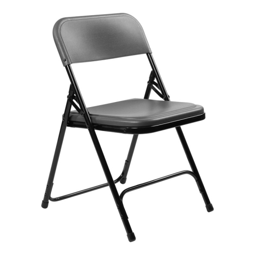 NATIONAL PUBLIC Nps 800 Series 29.75" Premium Plastic Folding Chair In Charcoal (Set Of 4)