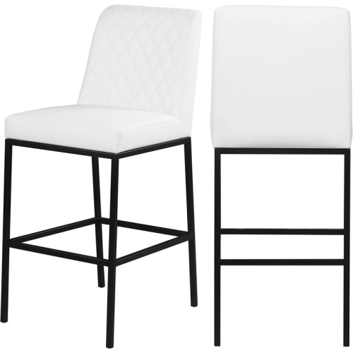 MERIDIAN FURNITURE  Bryce Quilted Faux Leather Stool (Set Of 2) In White