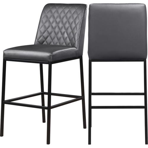MERIDIAN FURNITURE  Bryce Quilted Faux Leather Stool (Set Of 2) In Gray