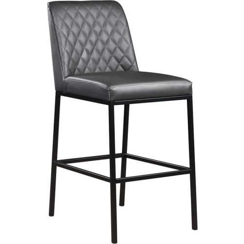 Meridian Furniture Bryce Quilted Gray Faux Leather Stool