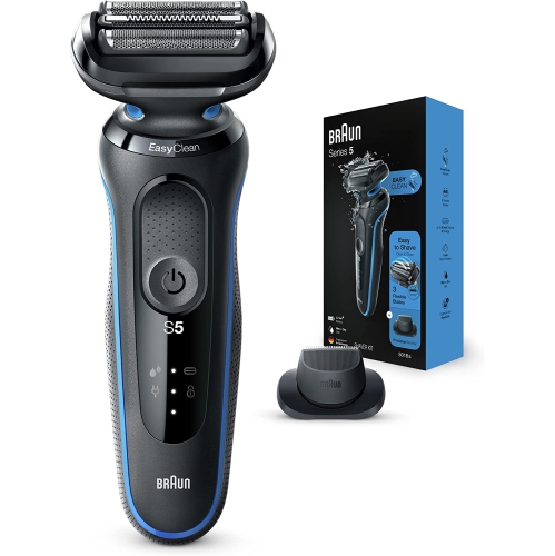 Rasoir électrique 5018s série 5 de Braun pour hommes avec tondeuse de précision, sec/humide, rechargeable, rasoir à grille sans fil, bleu - BO