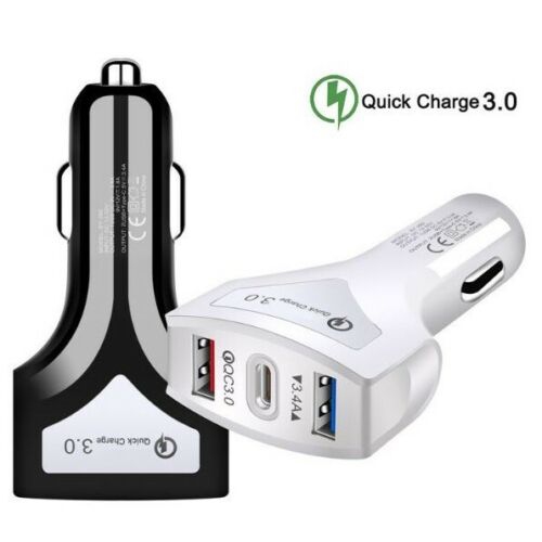 Chargeur pour l'auto à deux ports USB-C 50 W à chargement rapide – Blanc