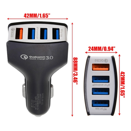 USB Car Charger 4 USB Port Qualcomm QC 3.0 Fast Charging Multi Car Chargers Adapter For Android IOS