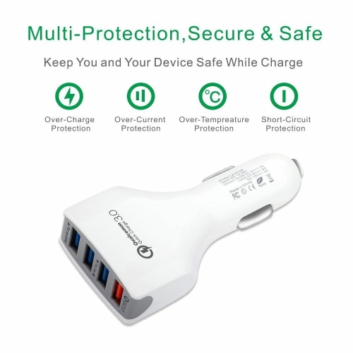 USB Car Charger 4 USB Port Qualcomm QC 3.0 Fast Charging Multi Car Chargers Adapter For Android IOS