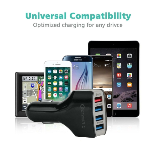 USB Car Charger 4 USB Port Qualcomm QC 3.0 Fast Charging Multi Car Chargers Adapter For Android IOS