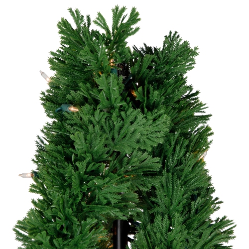 Real Touch™ Artificial Pre-Lit Cedar Double Spiral Topiary Tree, Clear Lights 4.5'