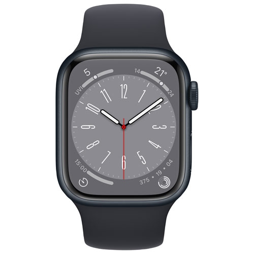 Refurbished - Apple Watch Series 8 (GPS) 41mm Midnight Aluminum Case with Midnight Sport Band - Small / Medium