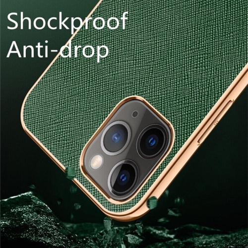 Leather Case For Apple iPhone 12 Pro Soft Luxury Stream Plating Elegant Green Sulada Cover