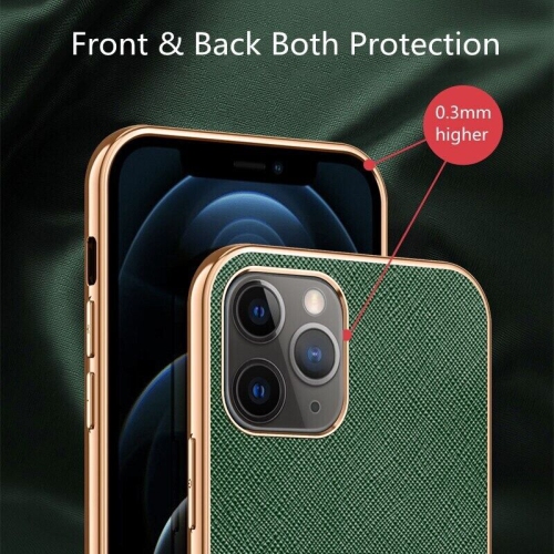 Leather Case For Apple iPhone 12/12 Pro Soft Luxury Stream Plating Elegant Red Sulada Cover