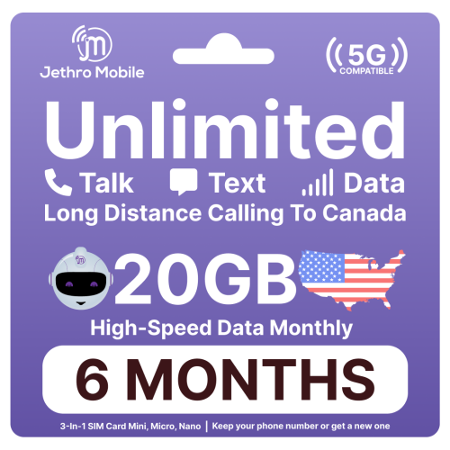 Carte SIM USA illimitée 5G/4G LTE données haut débit appels et textes  illimités