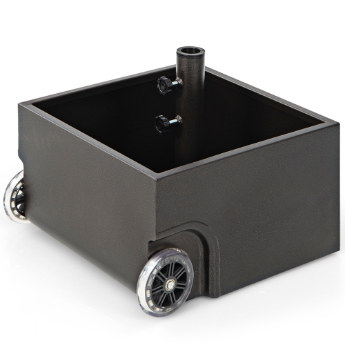 TOPBUY  Patio Umbrella Base, 170 Lbs Steel Umbrella Base With 2 Universal Wheels Two Adjustable Knobs With 1.5"/1.9" Umbrella Holes