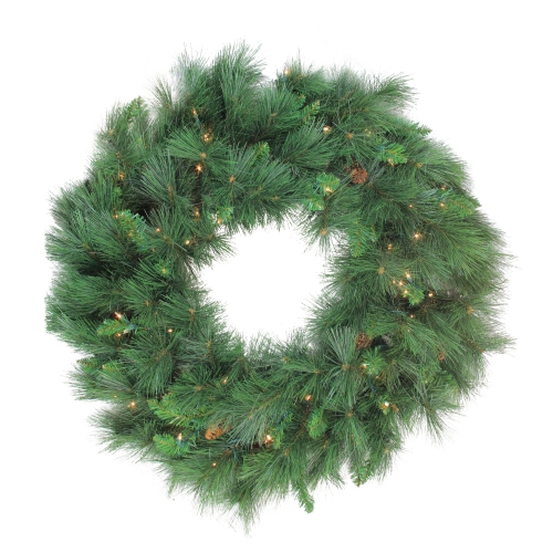 NORTHLIGHT  Pre-Lit Valley Pine Artificial Pinecone Christmas Wreath - 48" - Clear Lights In White