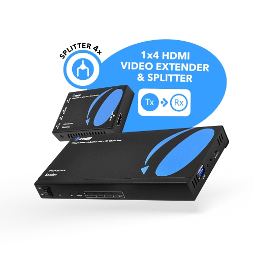 4K Ultra HD 1x4 HDMI Extender Splitter Over CAT6/7 Up to 115 Ft -EDID-Low Latency