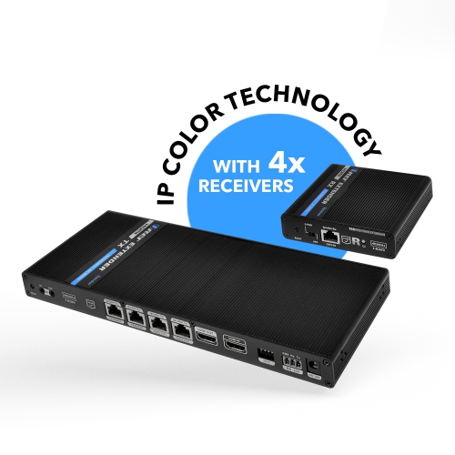 1x4 4K HDMI Extender Splitter Over Single CAT6/7 Up to 230 Ft - ipcolor Technology – 18 Gbps, With IR Functionality, RS-232, EDID