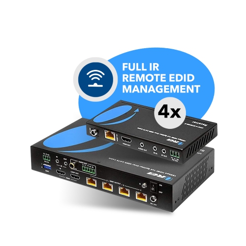 4K UltraHD 1x4 HDMI Extender Splitter Over CAT6/7 Up to 400 Ft with HDBaseT, EDID, IR Control