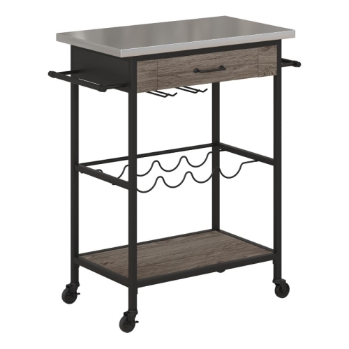 DHP CANADA Novogratz Nora Multifunctional Kitchen Cart Wine Rack In Stainless Steel