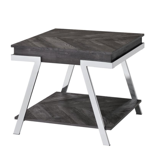 BOWERY HILL  Mid-Century Dark Gray Wood And Laminate End Table