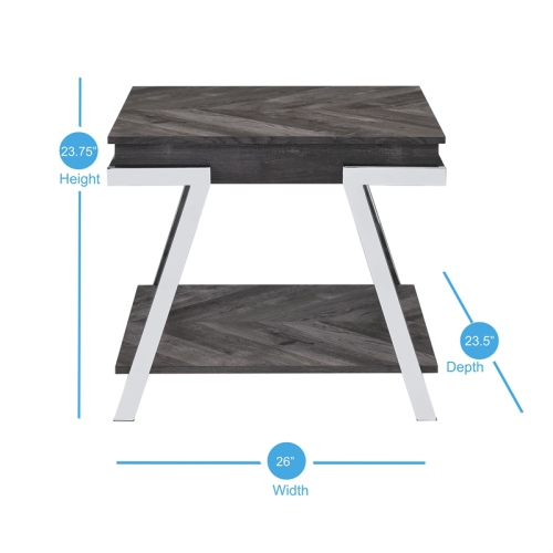 Steve Silver Roma Dark Gray Wood and Laminate End Table