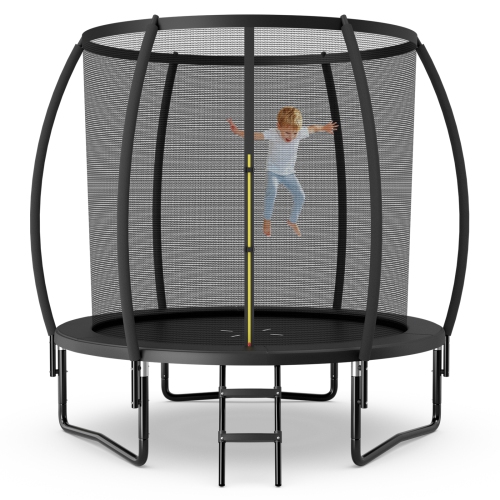 TOPBUY  Trampoline 8Ft Approved Recreational Trampoline With Ladder Enclosure Safety Pad And Anti-Rust Galvanized Steel Frame Black/blue/orange