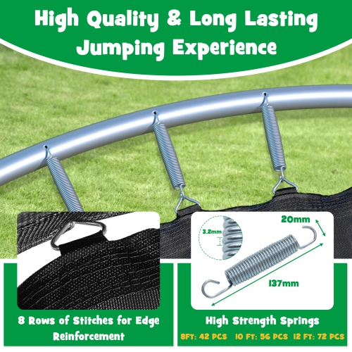 Topbuy Trampoline 8FT Approved Recreational Trampoline with Ladder Enclosure Safety Pad and Anti-Rust Galvanized Steel Frame Black/Blue/Orange