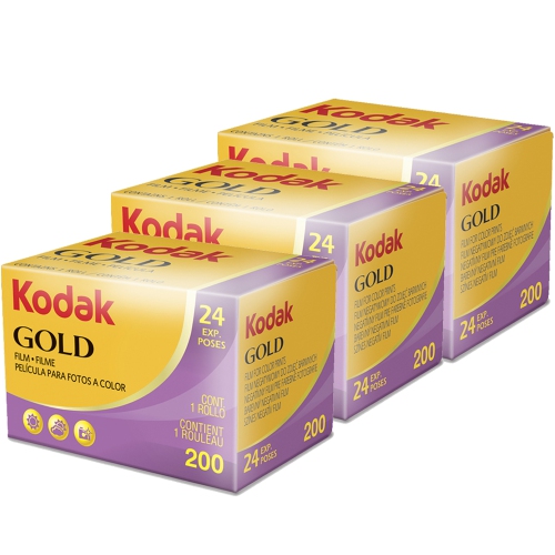 3 Packs Kodak GOLD 200 Color Negative Film 35mm Roll Film, 24